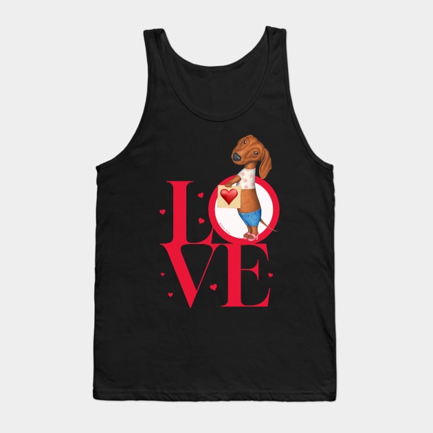 Funny loving Doxie dog cute dachshund fur baby mom dad gift Tank Top by Danny Gordon Art